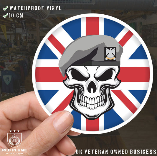 Royal Scots Dragoon Guards RSDG Skull with Beret UJ Vinyl Sticker - 10cm redplume