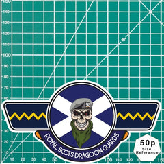 Royal Scots Dragoon Guards RSDG UV Laminated Vinyl Sticker - Saltire Wings redplume