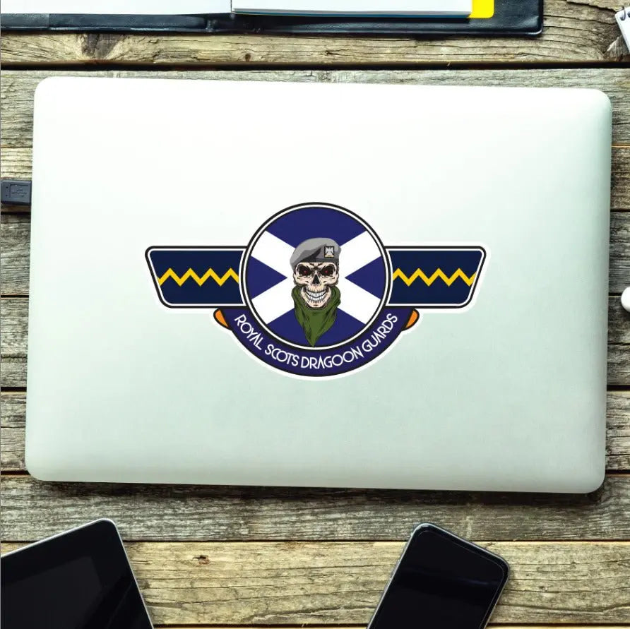 Royal Scots Dragoon Guards RSDG UV Laminated Vinyl Sticker - Saltire Wings redplume