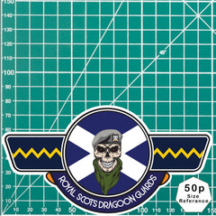 Royal Scots Dragoon Guards RSDG UV Laminated Vinyl Sticker - Saltire Wings redplume
