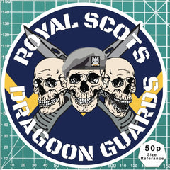 Royal Scots Dragoon Guards Waterproof Vinyl Stickers Three Skull Design redplume