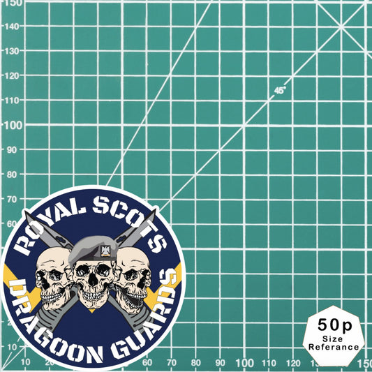 Royal Scots Dragoon Guards Waterproof Vinyl Stickers Three Skull Design redplume