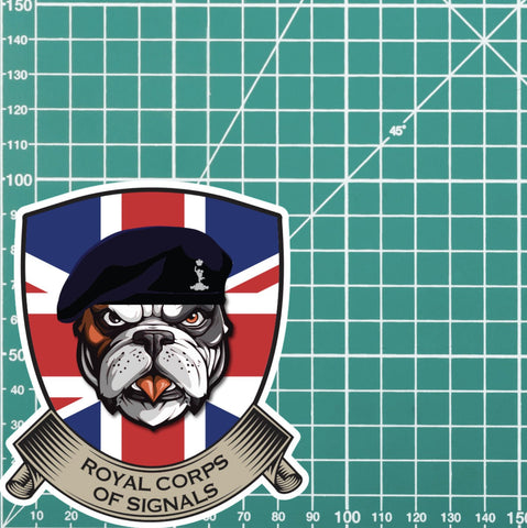 Royal Signals British Bulldog and Union Jack Shield Vinyl Sticker - 10cm redplume