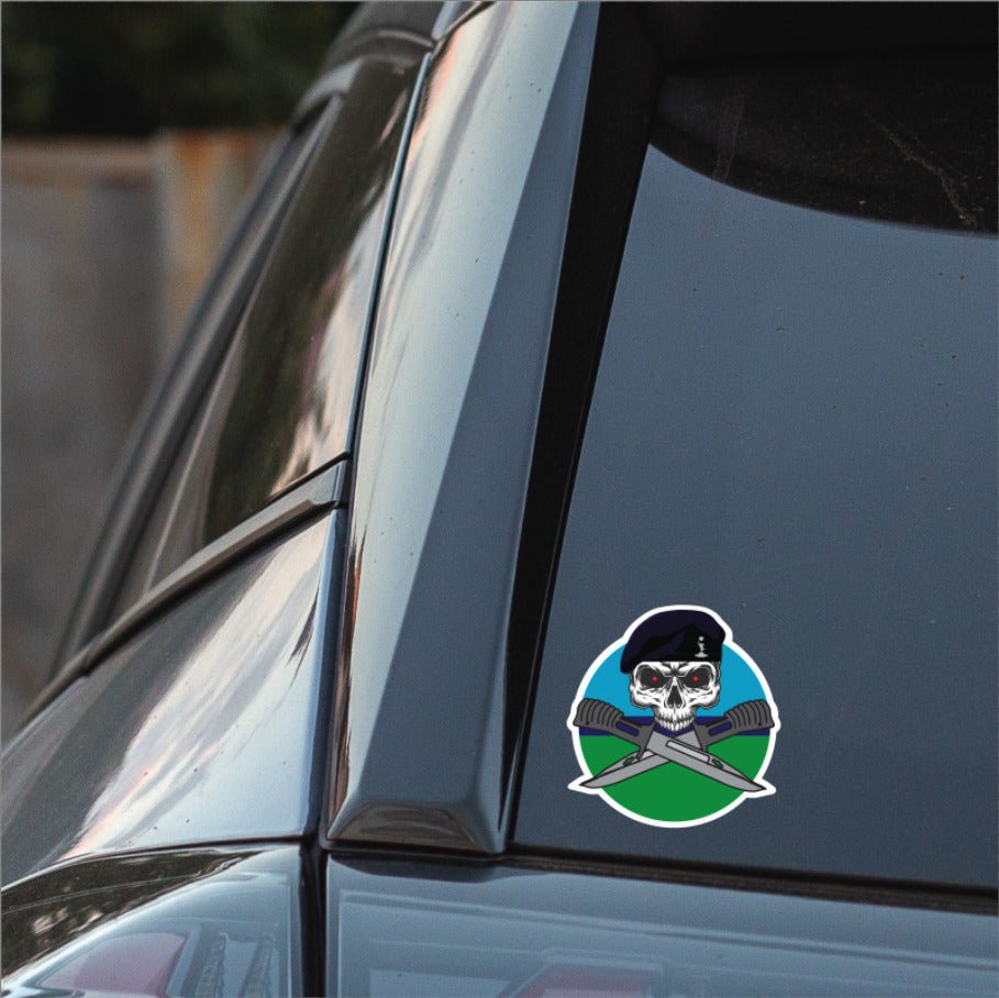 Royal Signals Car Decal - Stylish Skull and Crossed Bayonets Design redplume