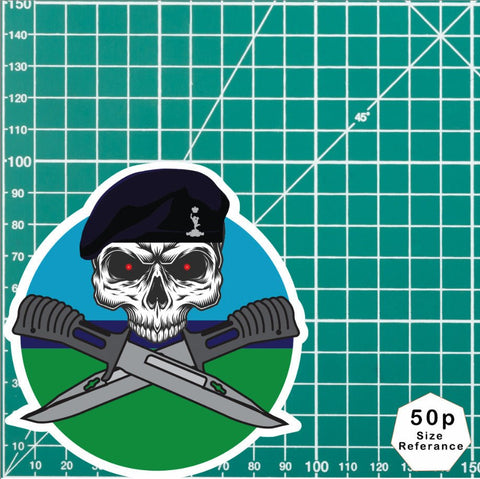 Royal Signals Car Decal - Stylish Skull and Crossed Bayonets Design redplume
