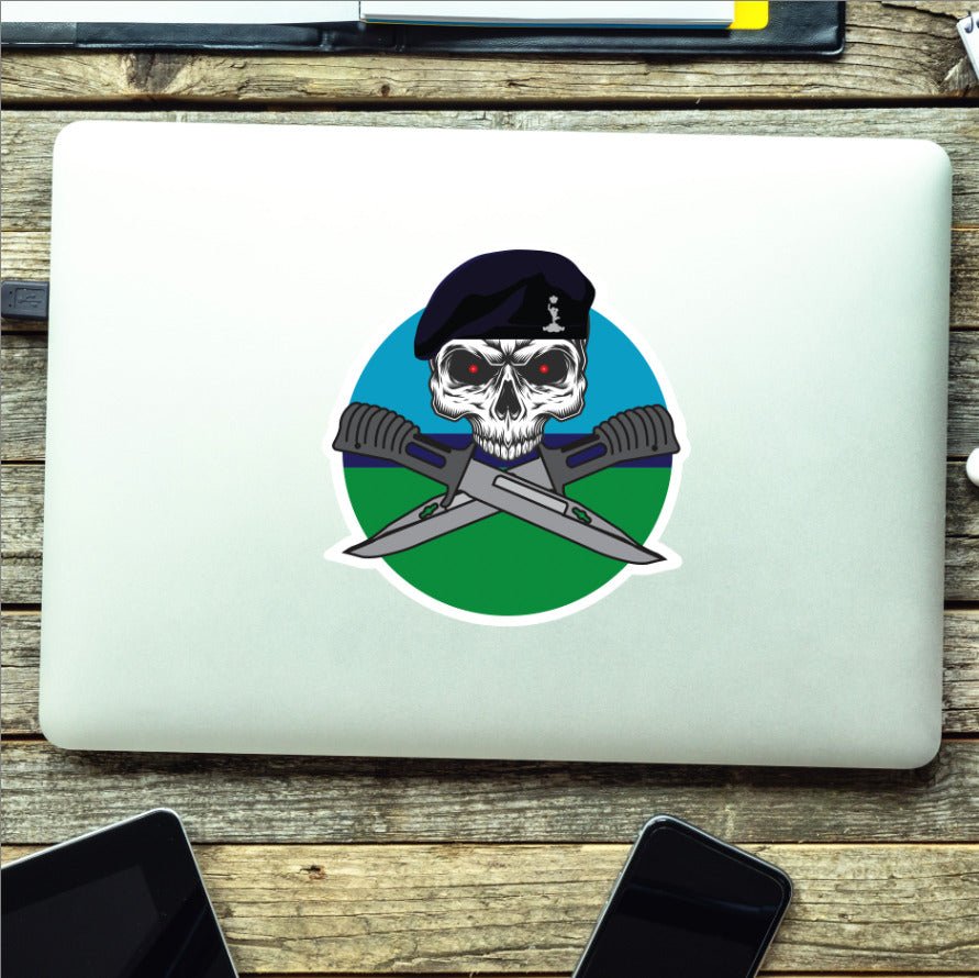 Royal Signals Car Decal - Stylish Skull and Crossed Bayonets Design redplume