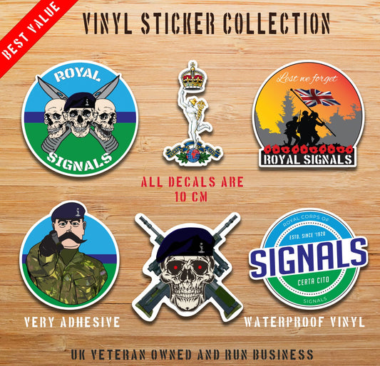 Royal Signals Regiment - 6 Best-Selling Waterproof Stickers bundle redplume