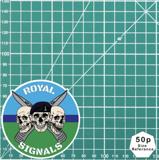 Royal Signals Regiment Waterproof Vinyl Stickers Three Skull Design redplume