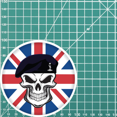 Royal Signals Skull with Beret UJ Vinyl Sticker - 10cm redplume
