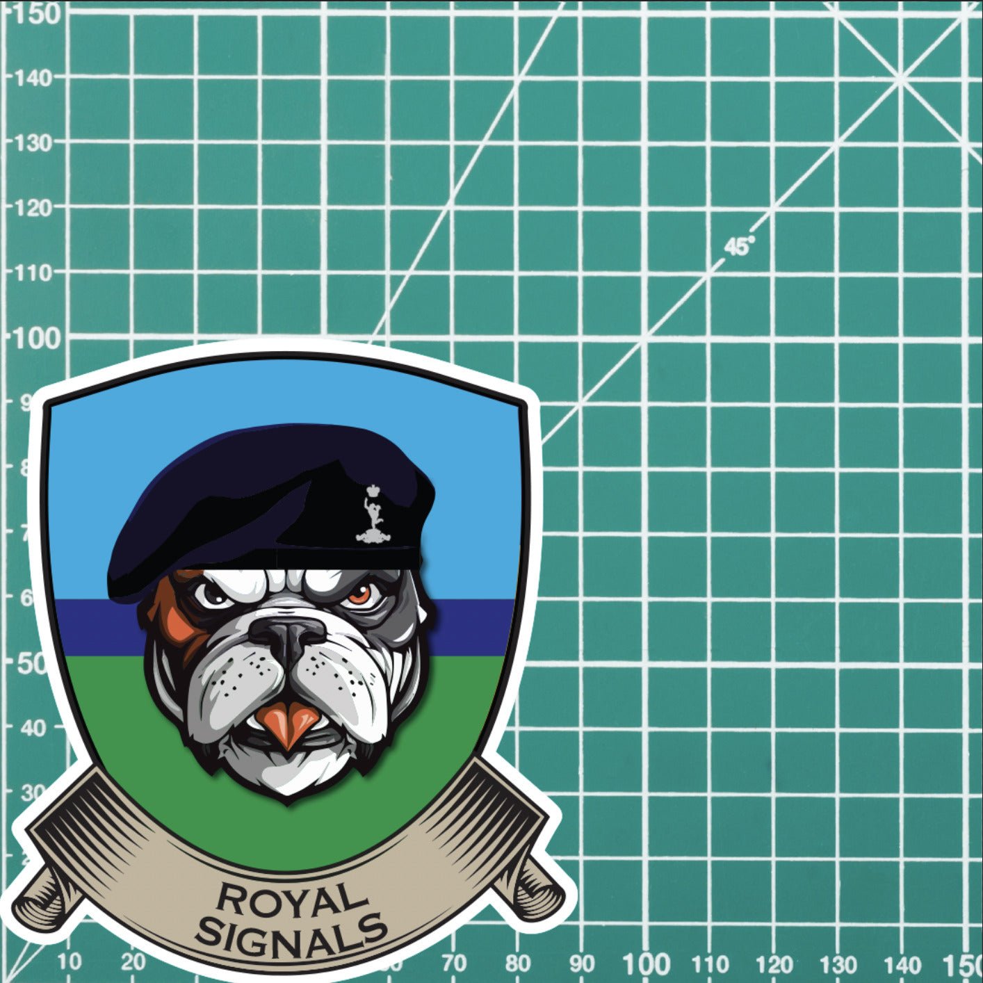 Royal Signals TRF British Bulldog Vinyl Sticker - 10cm redplume