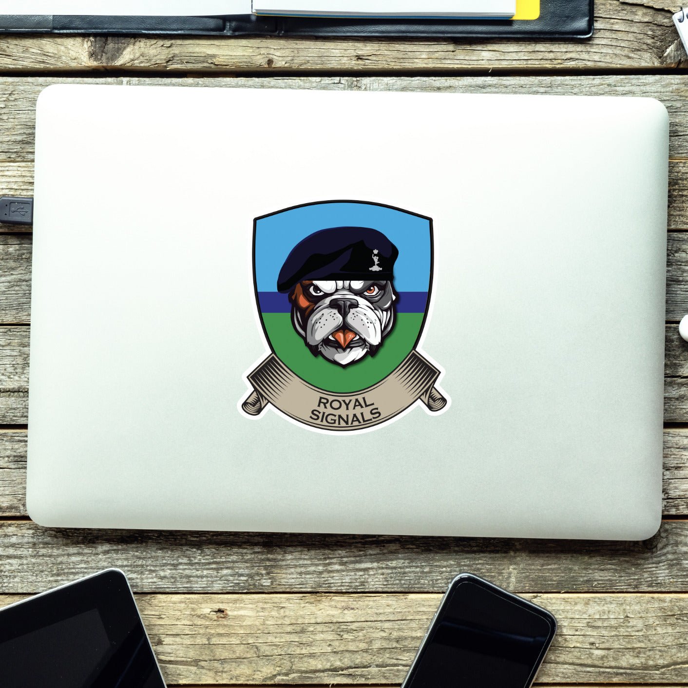 Royal Signals TRF British Bulldog Vinyl Sticker - 10cm redplume
