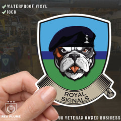 Royal Signals TRF British Bulldog Vinyl Sticker - 10cm redplume