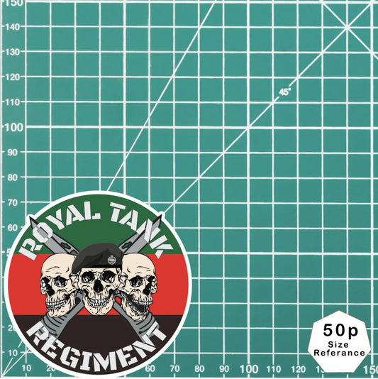 Royal Tank Regiment RTR Waterproof Vinyl Stickers Three Skull Design redplume