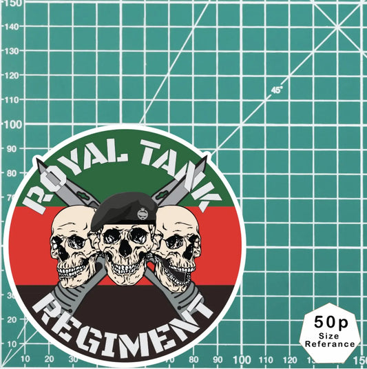 Royal Tank Regiment RTR Waterproof Vinyl Stickers Three Skull Design redplume
