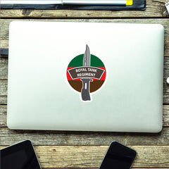 Royal Tank Regiment Vinyl Decal, TRF Colours & Bayonet Design - 10cm redplume
