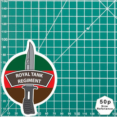 Royal Tank Regiment Vinyl Decal, TRF Colours & Bayonet Design - 10cm redplume