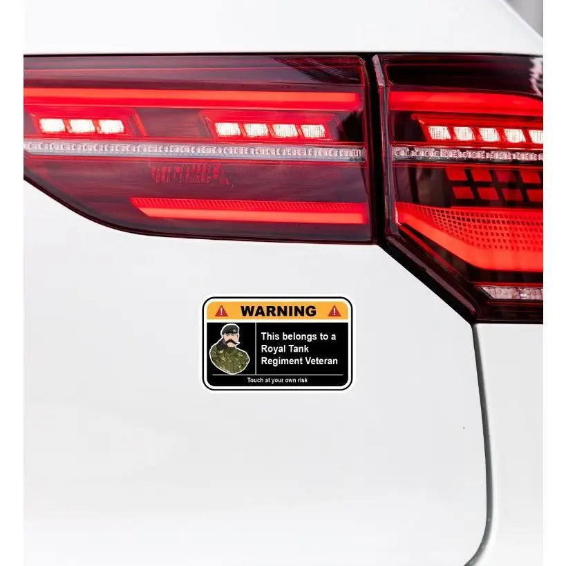 Royal Tank Regiment Warning Funny Vinyl Sticker 100mm wide redplume