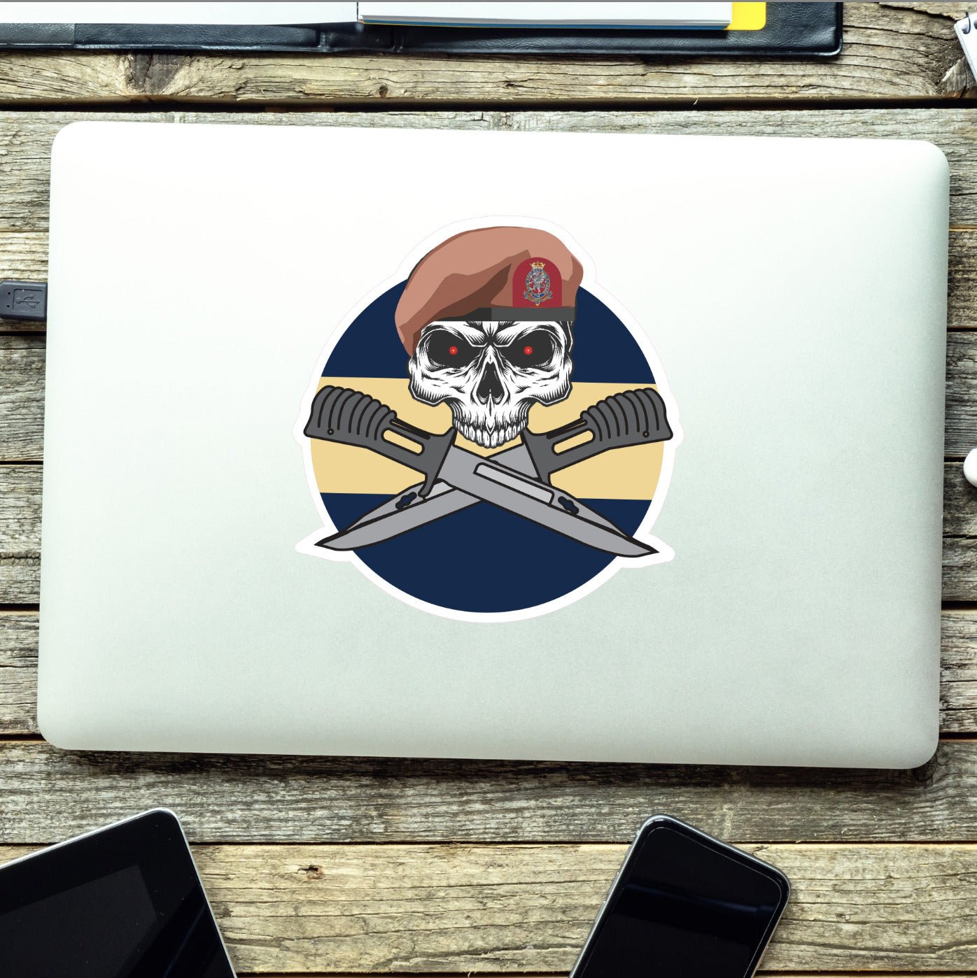 Royal Wessex Yeomanry Car Decal - Stylish Skull and Crossed Bayonets Design redplume