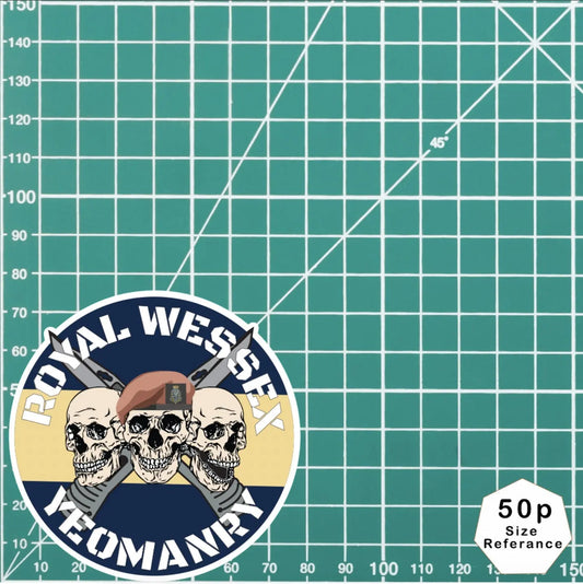 Royal Wessex Yeomanry Waterproof Vinyl Stickers Three Skulls redplume