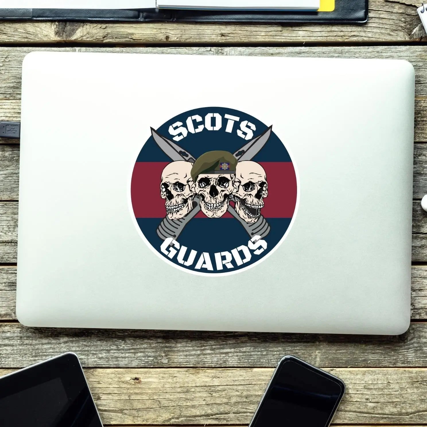 Scots Guards Waterproof Vinyl Stickers Three Skull Design redplume