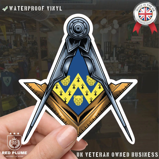 Shropshire Masonic StickerSquare & Compass Union Vinyl Decal redplume