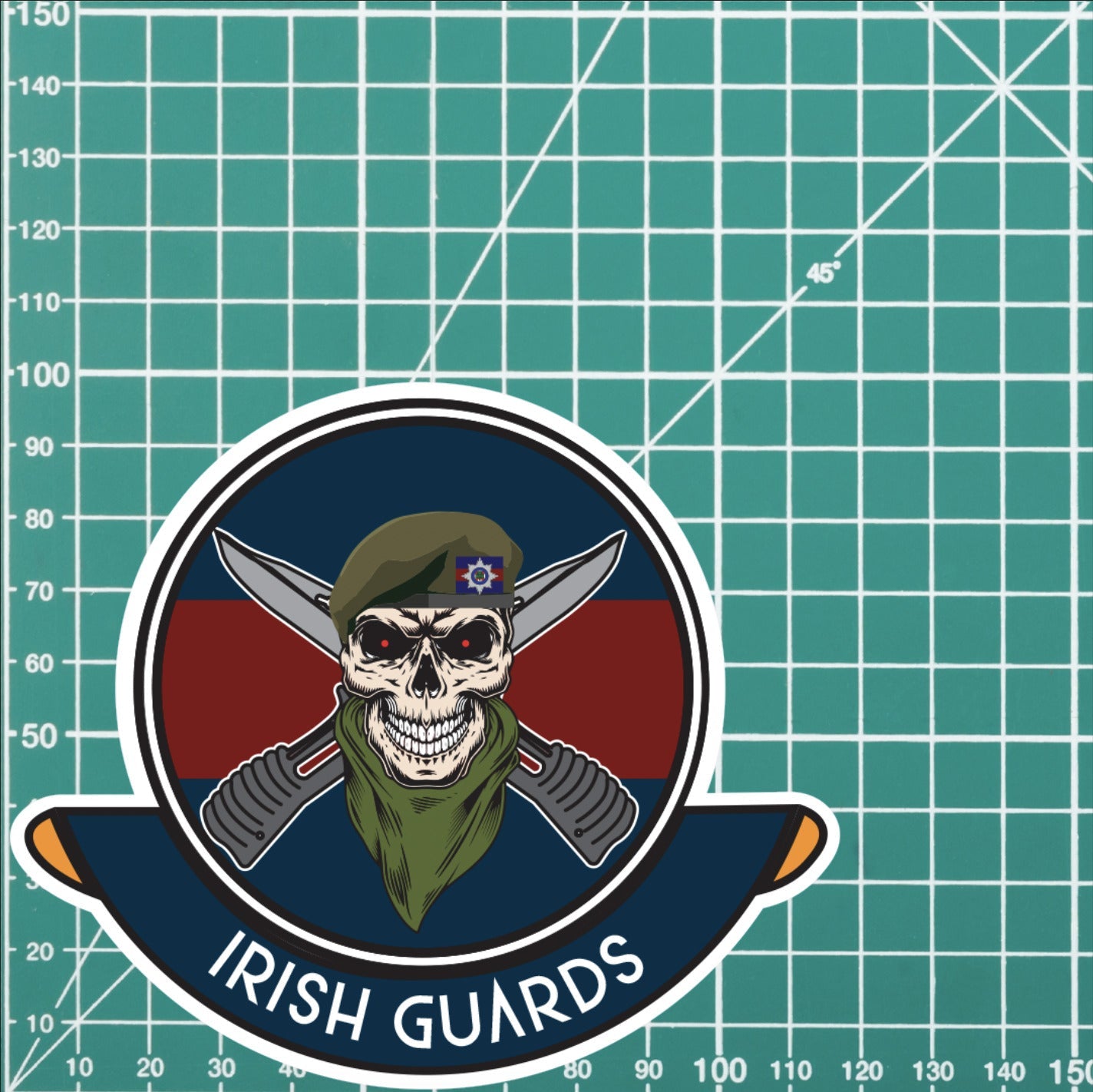 Skull Crest Irish Guards Vinyl Sticker | 10cm | UV Laminated | redplume