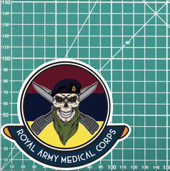 Skull Crest Royal Army Medical Corps Vinyl Sticker | 10cm | UV Laminated | redplume