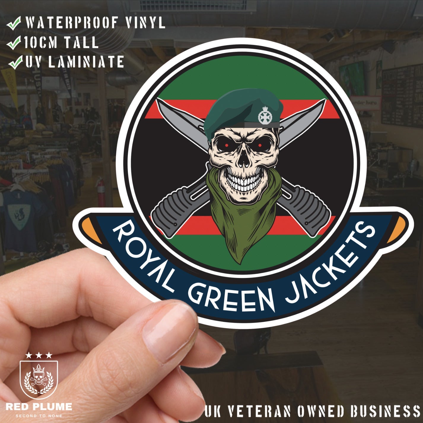 Skull Crest Royal Green Jackets Vinyl Sticker | 10cm | UV Laminated | redplume