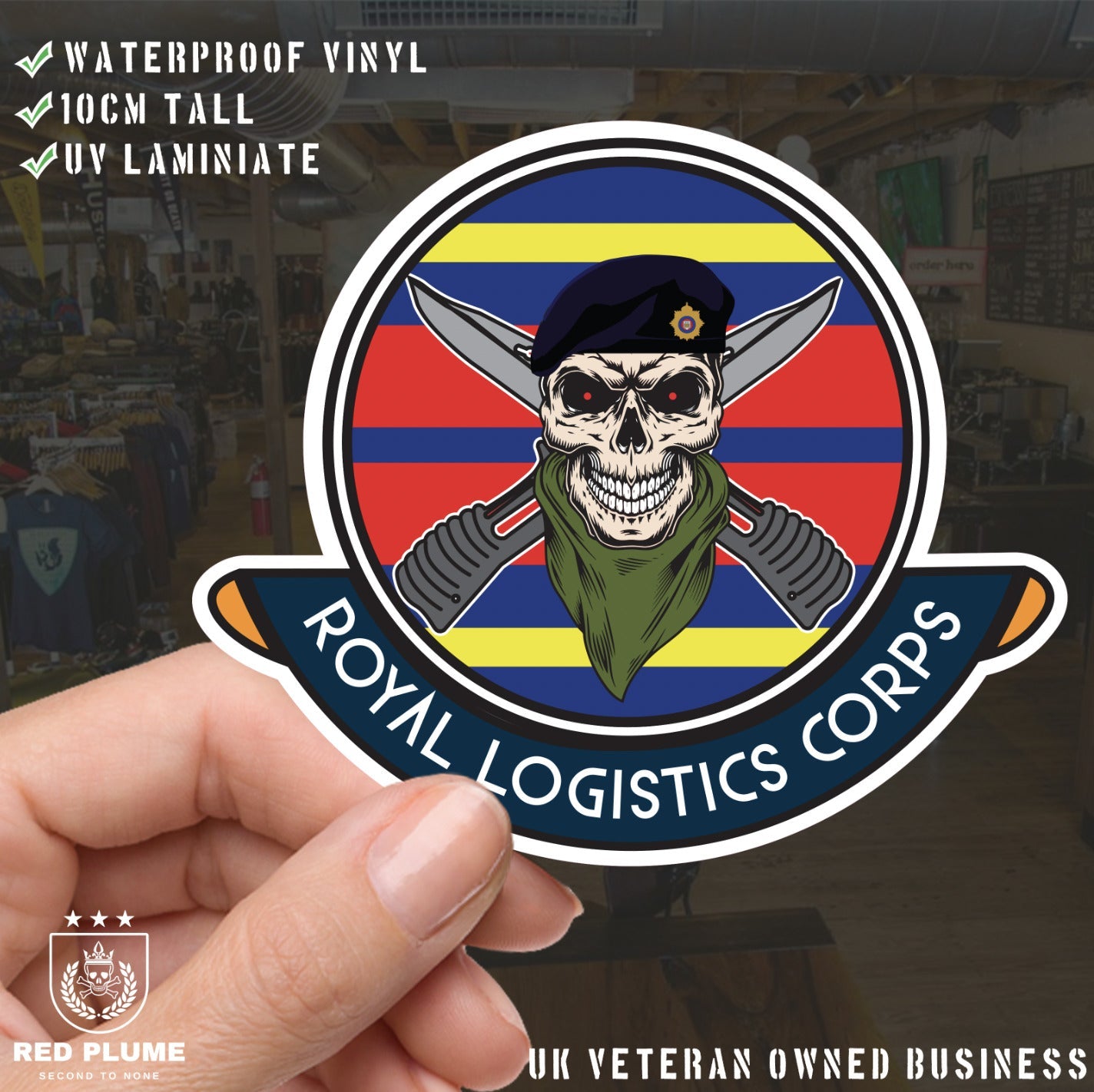 Skull Crest Royal Logistics Corps Vinyl Sticker | 10cm | UV Laminated | redplume