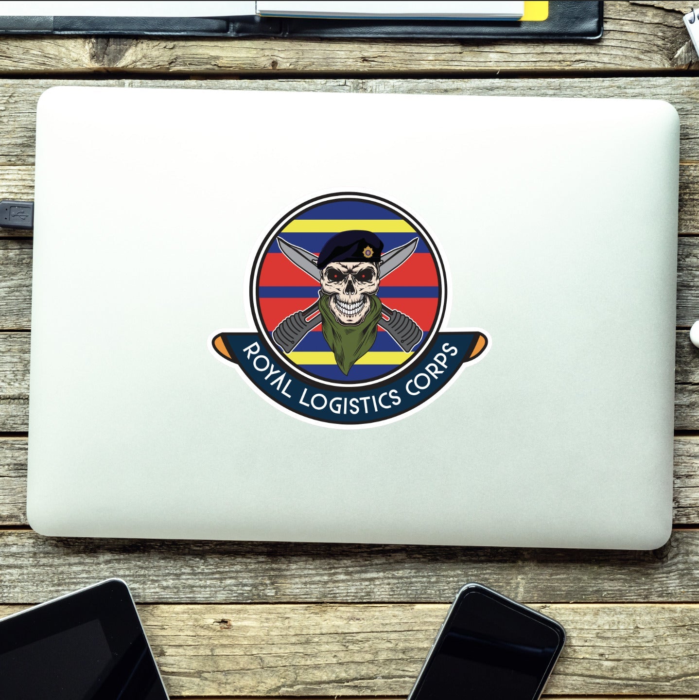 Skull Crest Royal Logistics Corps Vinyl Sticker | 10cm | UV Laminated | redplume