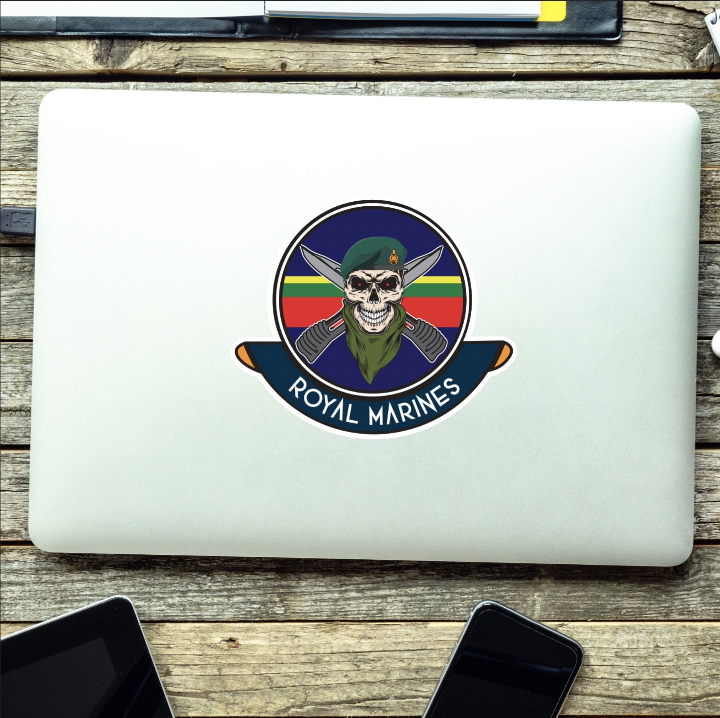 Skull Crest Royal Marines Vinyl Sticker | 10cm | UV Laminated | redplume