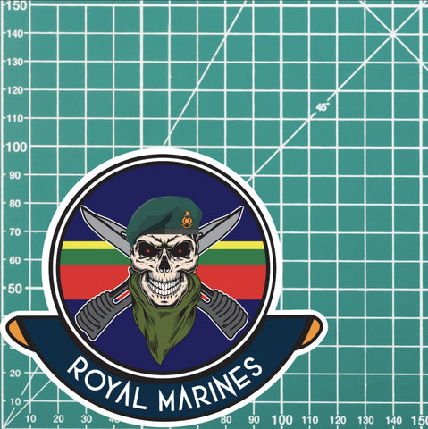 Skull Crest Royal Marines Vinyl Sticker | 10cm | UV Laminated | redplume