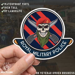 Skull Crest Royal Military Police Vinyl Sticker | 10cm | UV Laminated | redplume