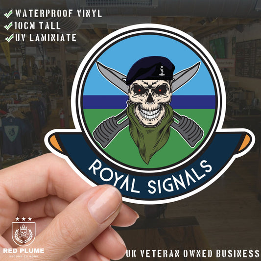 Skull Crest Royal Signals Vinyl Sticker | 10cm | UV Laminated | redplume