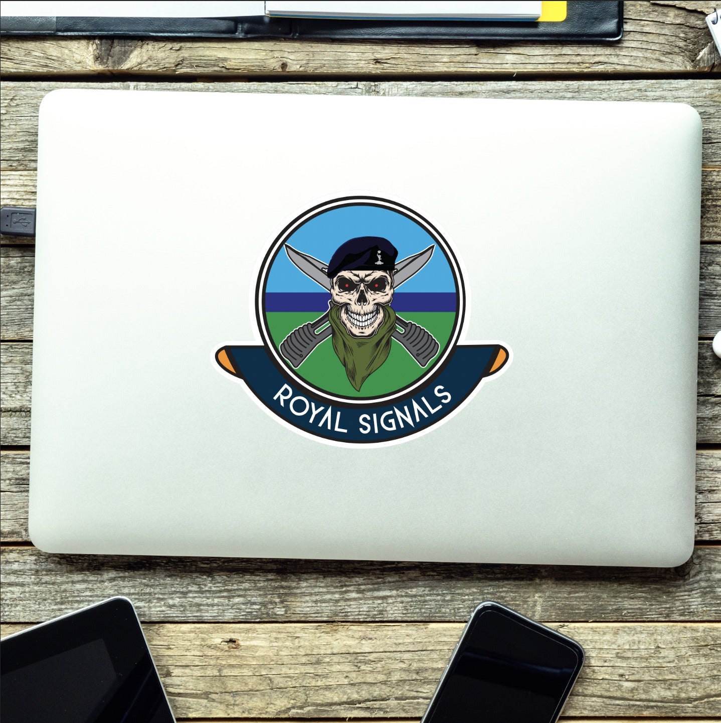 Skull Crest Royal Signals Vinyl Sticker | 10cm | UV Laminated | redplume