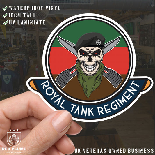 Skull Crest Royal Tank Regiment Vinyl Sticker | 10cm | UV Laminated | redplume