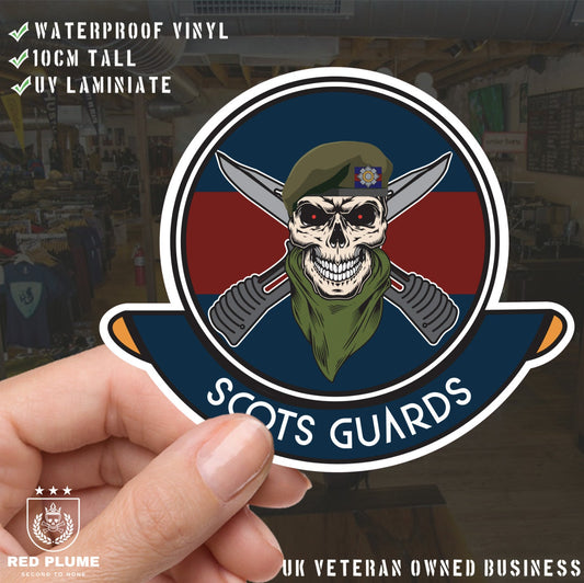 Skull Crest Scots Guards Vinyl Sticker | 10cm | UV Laminated | redplume