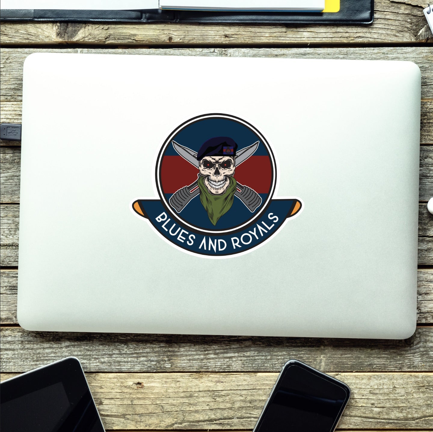Skull Crest The Blues and Royals Vinyl Sticker | 10cm | UV Laminated | redplume