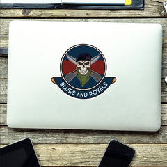 Skull Crest The Blues and Royals Vinyl Sticker | 10cm | UV Laminated | redplume