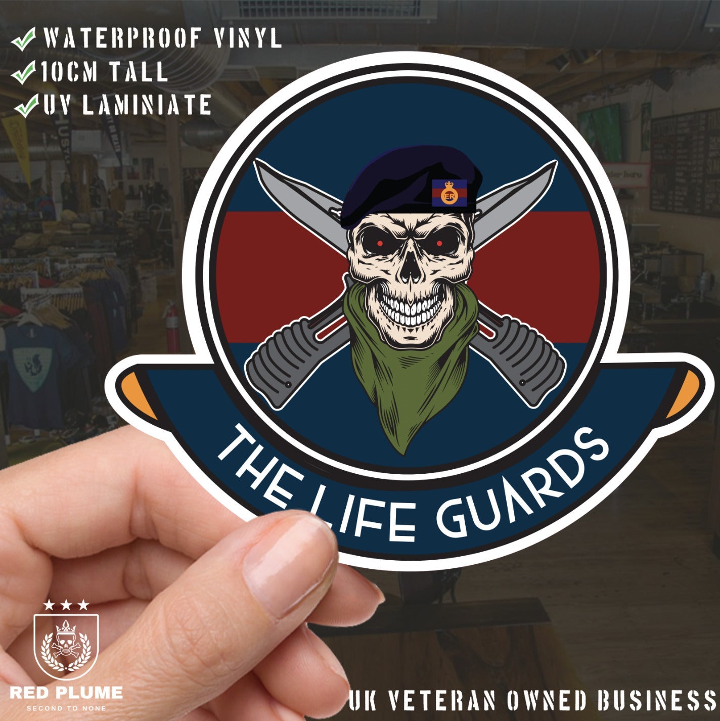Skull Crest The Life Guards Vinyl Sticker | 10cm | UV Laminated | redplume