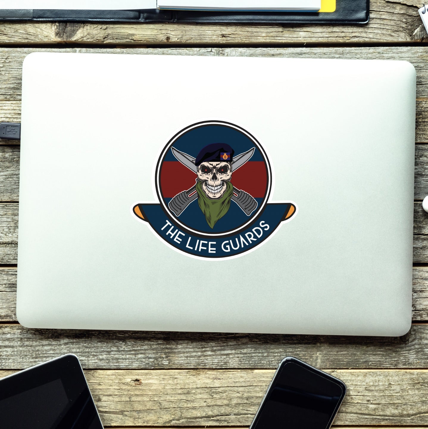 Skull Crest The Life Guards Vinyl Sticker | 10cm | UV Laminated | redplume