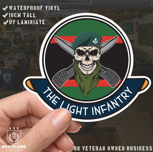 Skull Crest The Light Infantry Vinyl Sticker | 10cm | UV Laminated | redplume