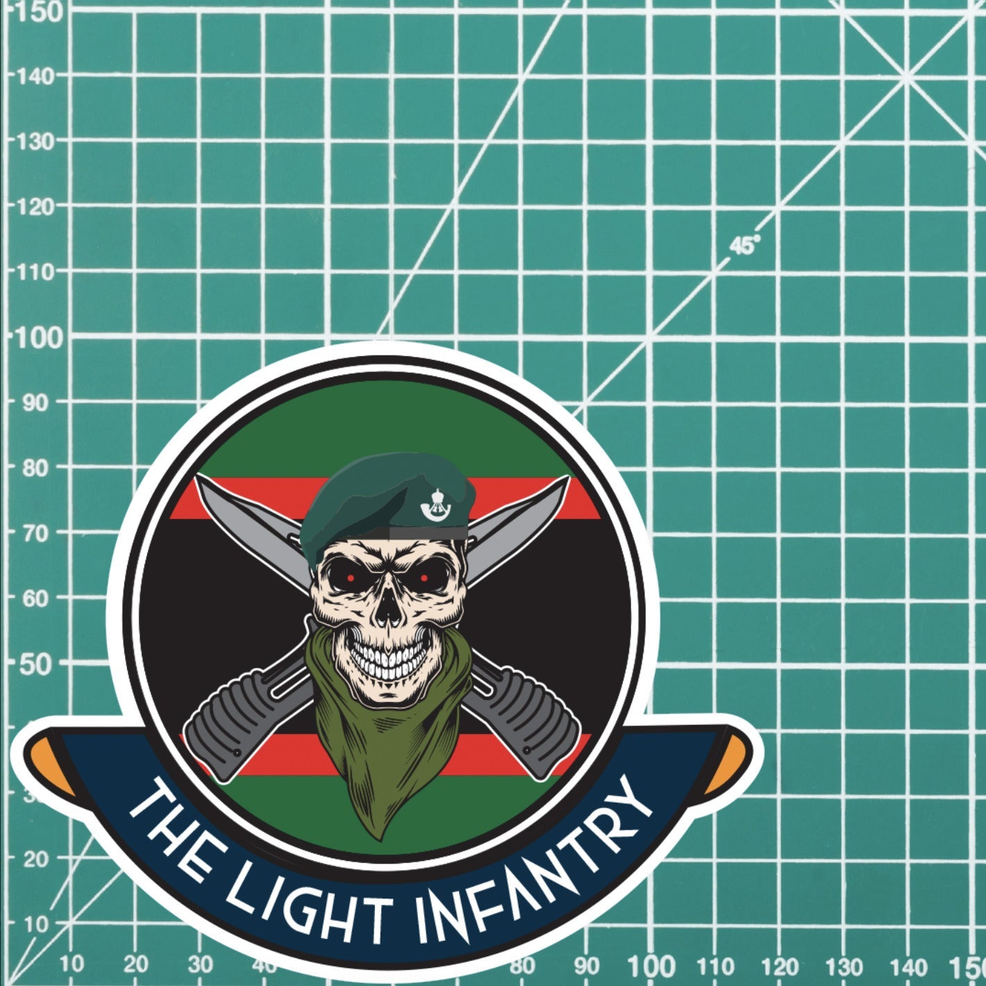Skull Crest The Light Infantry Vinyl Sticker | 10cm | UV Laminated | redplume