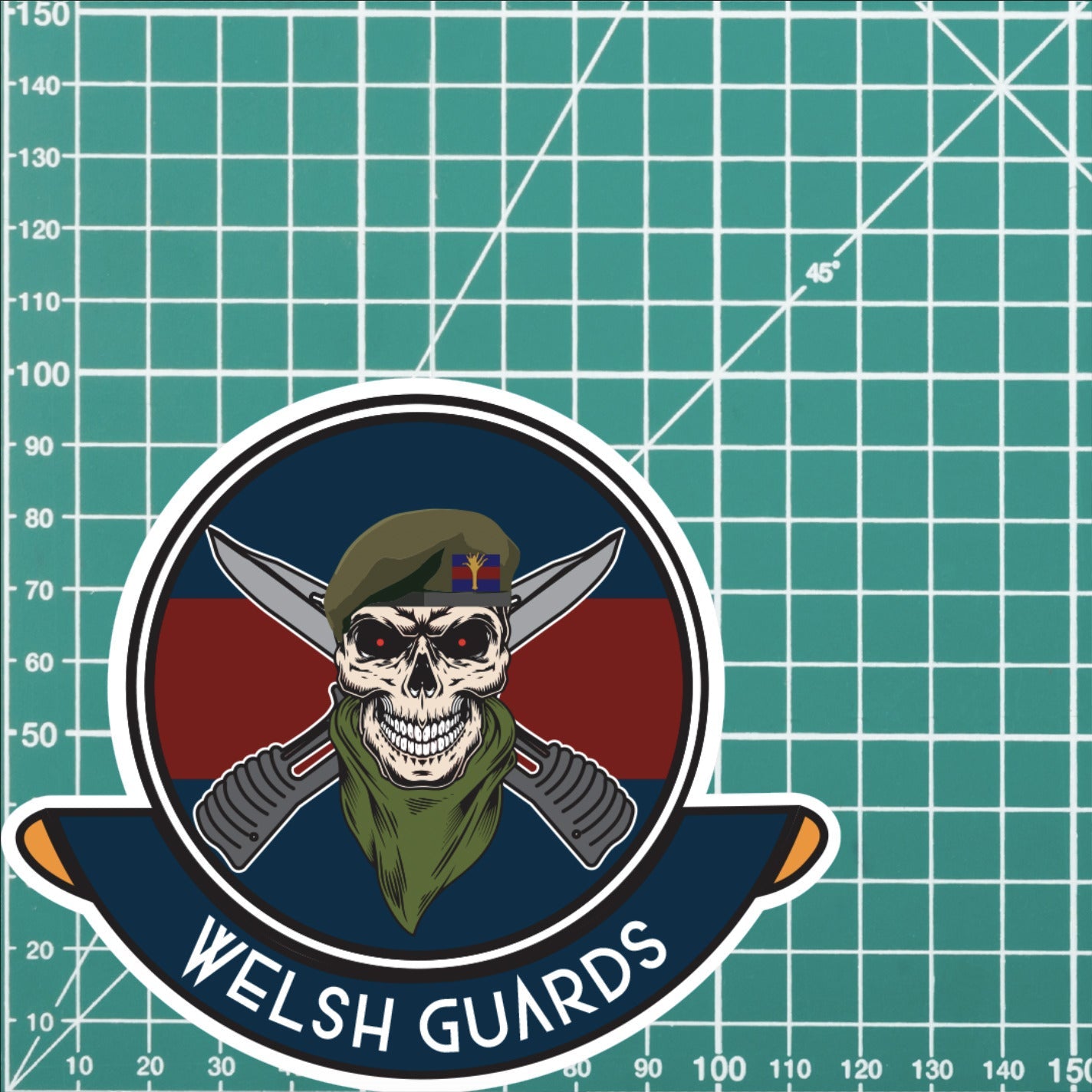 Skull Crest Welsh Guards Vinyl Sticker | 10cm | UV Laminated | redplume