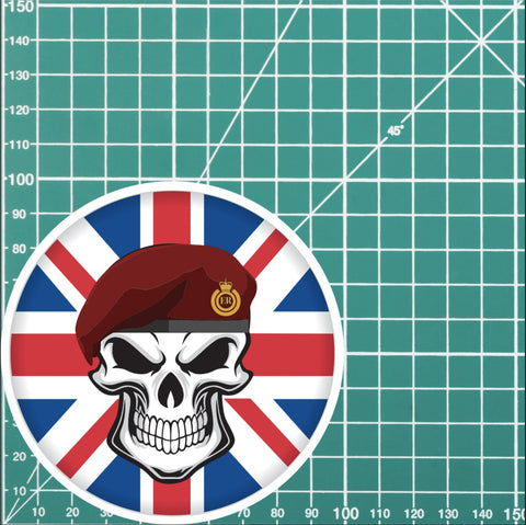 Skull with 23 Parachute Engineer Regiment Beret UJ Vinyl Sticker - 10cm redplume