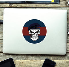 Skull with Blues and Royals Beret TRF Vinyl Sticker - 10cm redplume