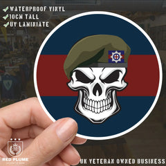 Skull with Coldstream Guards Beret TRF Vinyl Sticker - 10cm redplume