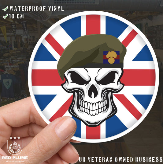 Skull with Grenadier Guards Beret UJ Vinyl Sticker - 10cm redplume