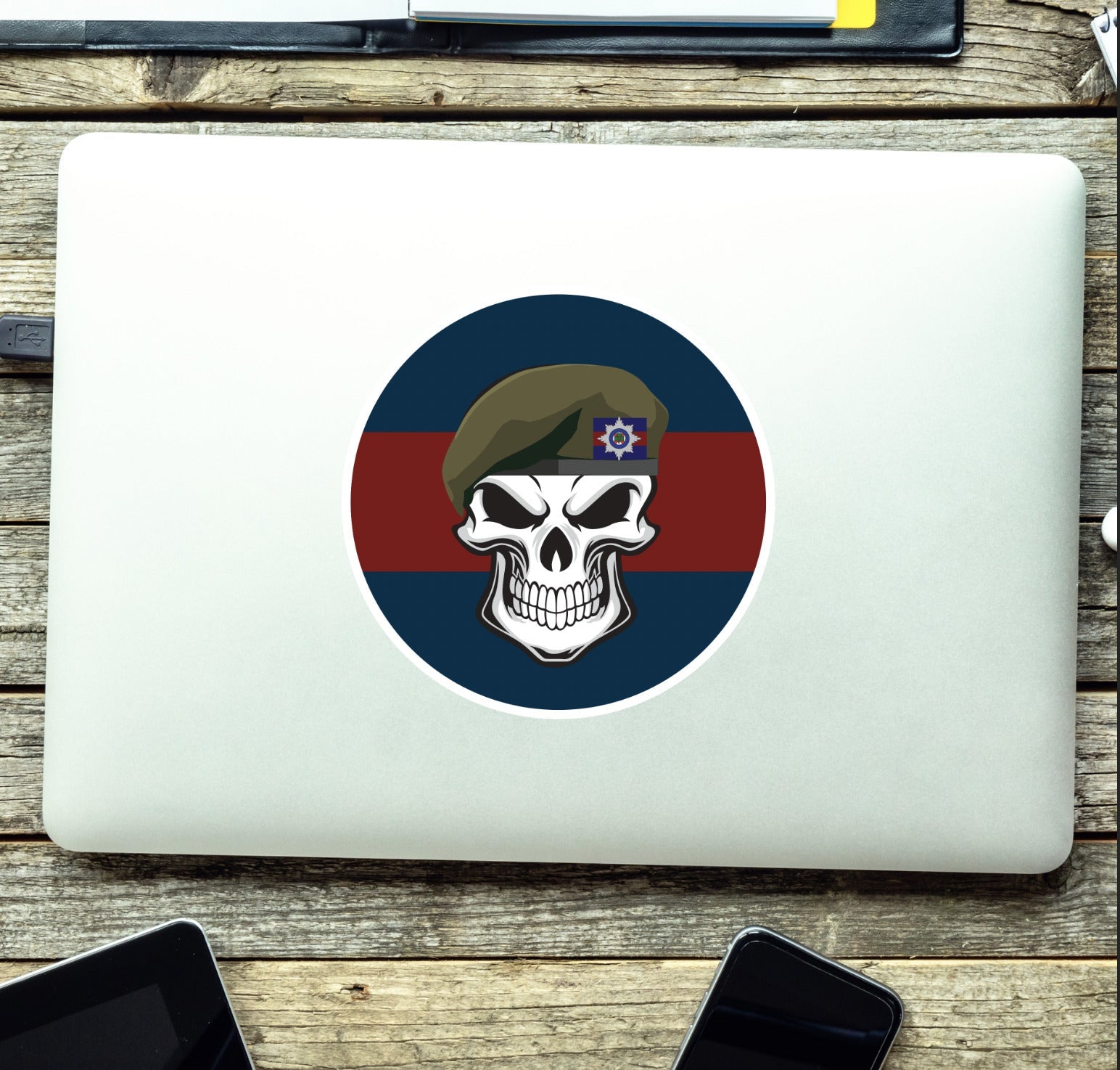 Skull with Irish Guards Beret TRF Vinyl Sticker - 10cm redplume