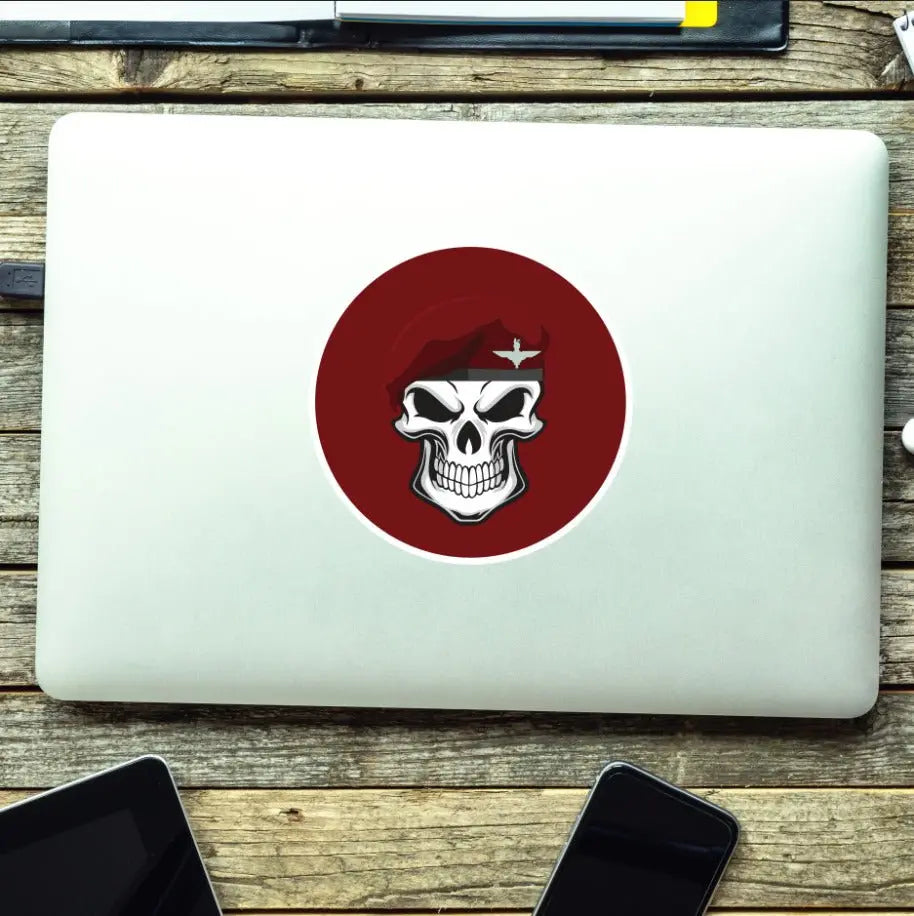 Skull with Parachute Regiment Beret TRF Vinyl Sticker - 10cm redplume